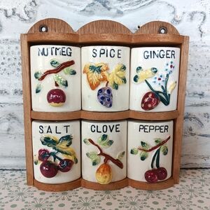 Vintage Spice Jar Rack Fruits